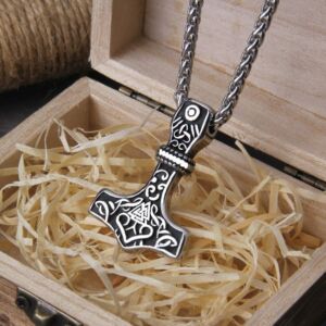 Thor's Hammer Mjolnir Pendant Necklace Viking Scandinavian Norse Viking Necklace with stainless steel chain 4