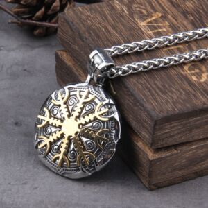 Stainless Steel Vegvisir Viking Mix Gold Color Rune Necklace Viking Scandinavian Norse Viking Necklace 4