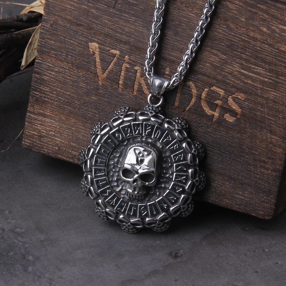 Valknut Skull Viking Axe Warrior Pendant Chain Necklace 2