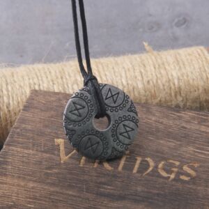 Gray Viking Rune Pendant Necklace with Adjustable Chain 4