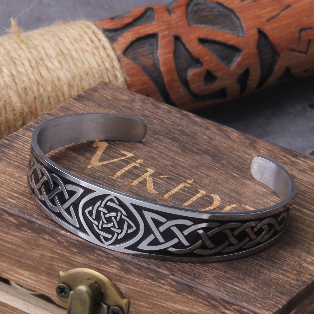 Irish Knot Celtics Viking Bangles Stainless Steel Jewelry Friendship | Love | Protection Amulet Cuff Bracelet 2