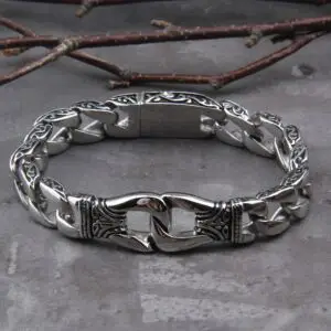 Vikings Bracelet 12mm Curb Cuban Chain Silver Color Bracelet 2