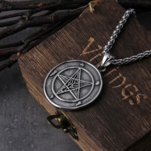 Large Talisman Baphomet Stainless Steel Necklace Pendant for Men/Women Goat PIN Jewerly Satanic PIN Lucifer Patch collier homme 2