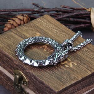 Stainless steel Viking Self-devourer Ouroboros Valknut Amulet dragon Pendant Necklace 2