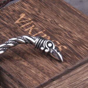 Stainless Steel Nordic Viking Norse Raven Bracelet adjustable Men Wristband Cuff Bracelets with Viking Wooden Box 4