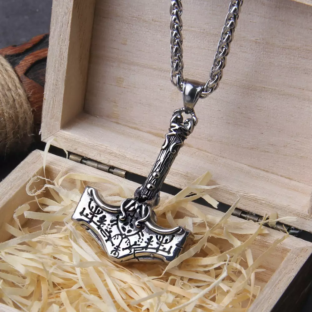 Norse Vikings Thor's Hammer Mjolnir Scandinavian Rune Amulet Necklace Pendant - Royal Vikings tm Norse Vikings Thor's Hammer Mjolnir Scandinavian Rune Amulet Necklace Pendant 2
