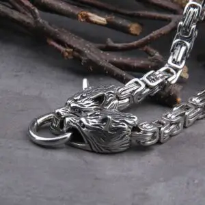 Stainless Steel Viking Goat Head Square-link Chain with Round Clasp without Pendant with wooden box as christmas gift 4