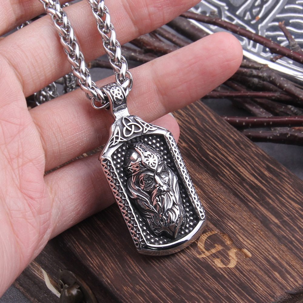 Viking Odin Photo Frame With Stainless Steel Necklace Never Fade 2