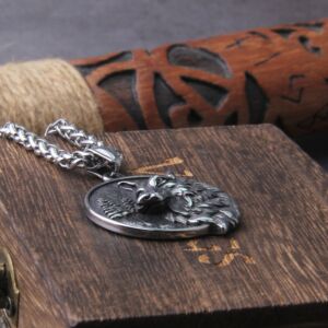 Wolf Head & Tree Norse Viking Pendant Necklace Never Fade Men stainless steel 4