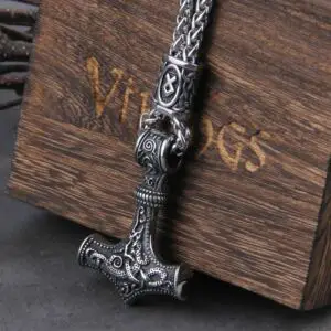 Thor's Hammer Mjolnir Scandinavian Rune Amulet Necklace Stainless Steel Chain Vegvisir Anchor Pendant 2