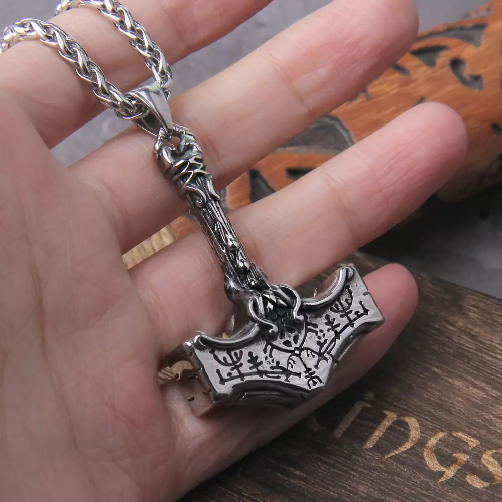Norse Vikings Thor's Hammer Mjolnir Scandinavian Rune Amulet Necklace Pendant - Royal Vikings tm Norse Vikings Thor's Hammer Mjolnir Scandinavian Rune Amulet Necklace Pendant 4