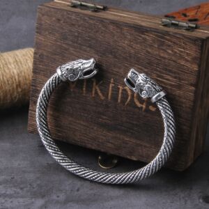 Nordic Viking Dragon Bracelet adjustable Men Wristband Cuff Bracelets with Viking Wooden Box 1