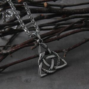 Viking Nordic Style Snake Celtic Knot Pendant Chain Necklace Men Classic Punk Amulet Jewelry Never Fade 1