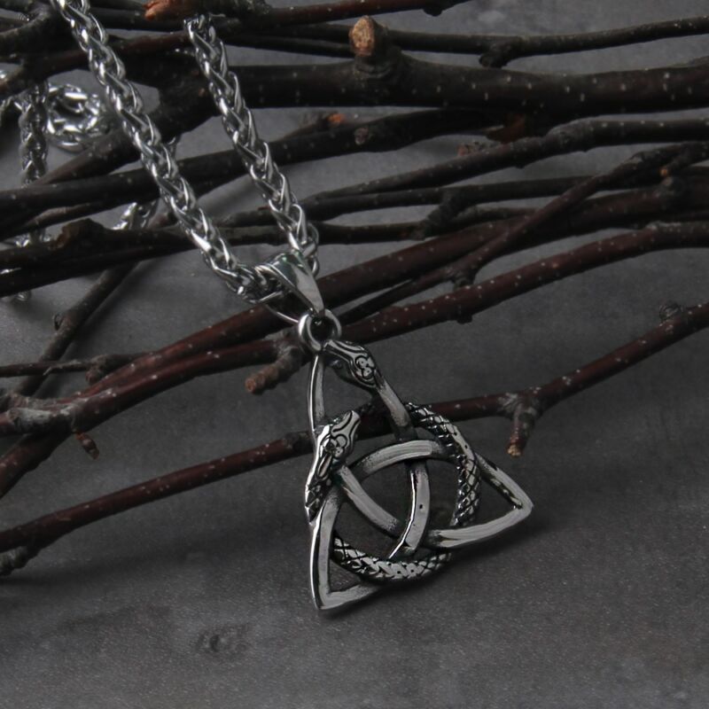 Viking Nordic Style Snake Celtic Knot Pendant Chain Necklace Men Classic Punk Amulet Jewelry Never Fade 1