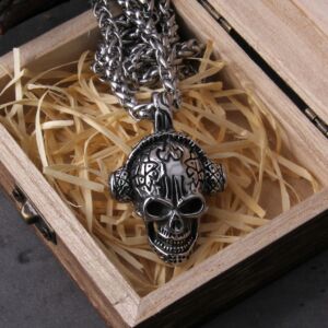 Vintage Skeleton Pendant Necklace Metal Skull Gothic Choker Crow 3