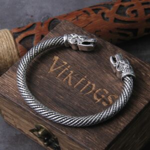 Nordic Viking Dragon Bracelet adjustable Men Wristband Cuff Bracelets with Viking Wooden Box 3