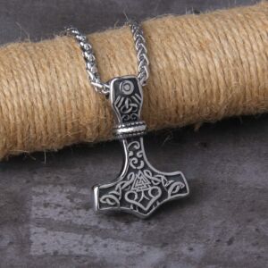 Thor's Hammer Mjolnir Pendant Necklace Viking Scandinavian Norse Viking Necklace with stainless steel chain 3