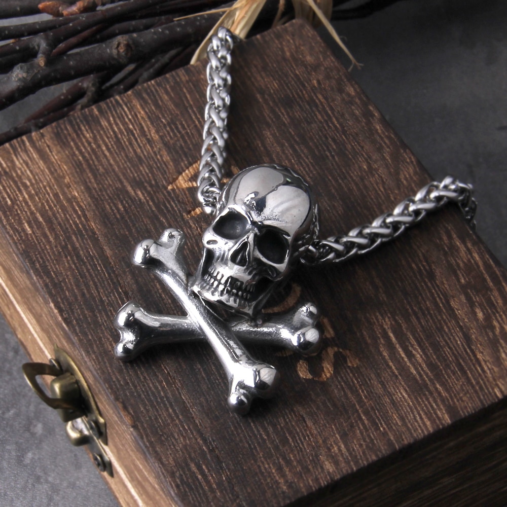 Skull Chain Pendant Necklace Vintage Male Boho Jewelry 2
