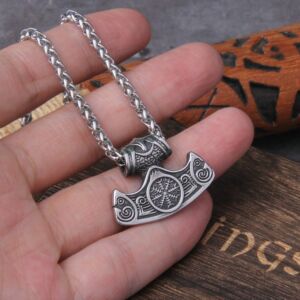 Norse Vikings Thor's Hammer Mjolnir Scandinavian Rune Amulet Necklace Stainless Steel Chain Vegvisir Anchor Pendant 4