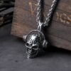 Vintage Skeleton Pendant Necklace Metal Skull Gothic Choker Crow 1