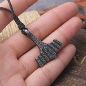 Gray Thor's Hammer Mjolnir Necklace Viking Scandinavian Norse viking Necklace Stainless Steel 3