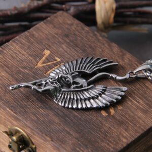316L Egypt Cat Angel Wings Bastet Jewelry Women Men Amulet Necklace WICCA Pagan Talisman Egyptian Sphinx Jwelry with wooden box 3