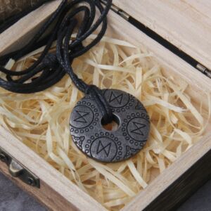 Gray Viking Rune Pendant Necklace with Adjustable Chain 3