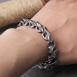 Viking Ouroboros vintage punk bracelet for men stainless steel fashion Jewelry hippop street culture 4