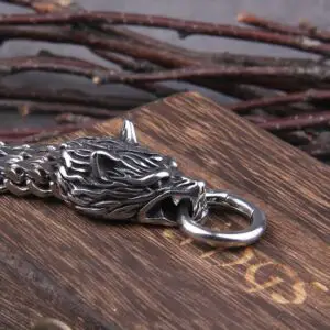 Rock Viking Wolf Charm Bracelet Stainless Steel Mesh Chain Punk Bracelets Biker Jewelry 5