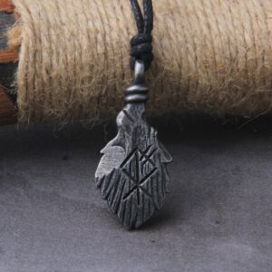 Gray Viking Rune Pendant Necklace Adjustable Chain Never Fade 3