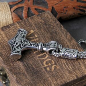 Viking Thor Hammer Rune pendant necklace Never Fade Stainless Steel 3