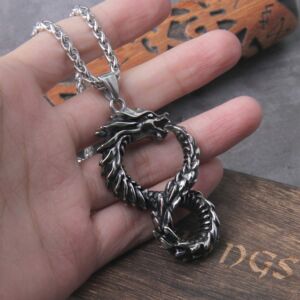 Never Fade Norse Dragon Snake Unlimited Self-devourer Ouroboros pendant necklace 3