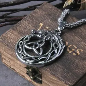 Punk Vikings Dragon Stainless Steel Necklace Mens Nordic Runes Pendant Triangle Vegvisir Amulet 4