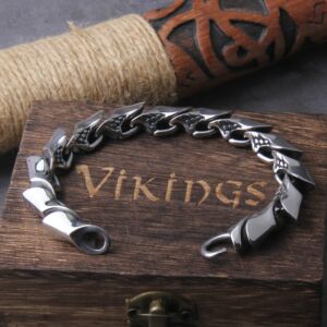 Viking Ouroboros vintage punk bracelet for men stainless steel fashion Jewelry hippop street culture 3