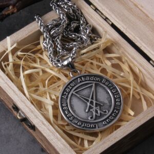 Large Talisman Baphomet Stainless Steel Necklace Pendant for Men/Women Goat PIN Jewerly Satanic PIN Lucifer Patch collier homme 3