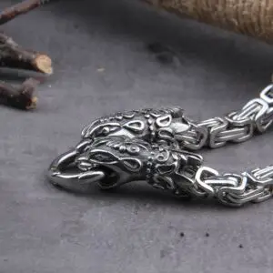 Stainless Steel Viking Goat Head Square-link Chain with Round Clasp without Pendant with wooden box as christmas gift 5