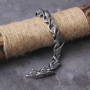 Viking Ouroboros vintage punk bracelet for men stainless steel fashion Jewelry hippop street culture 5