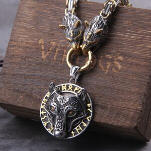 Wolf Head Norse Viking Amulet Pendant Necklace Viking King Chain 6