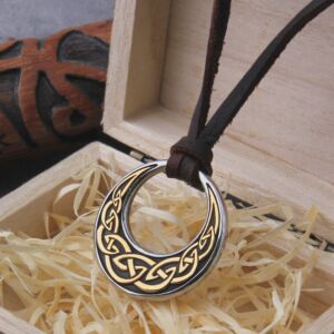 Celtic Knot Round Pendant Necklace with Adjustable Leather Cord Chain 3