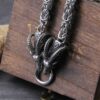 Stainless Steel Viking Goat Head Square-link Chain with Round Clasp without Pendant with wooden box as christmas gift 1