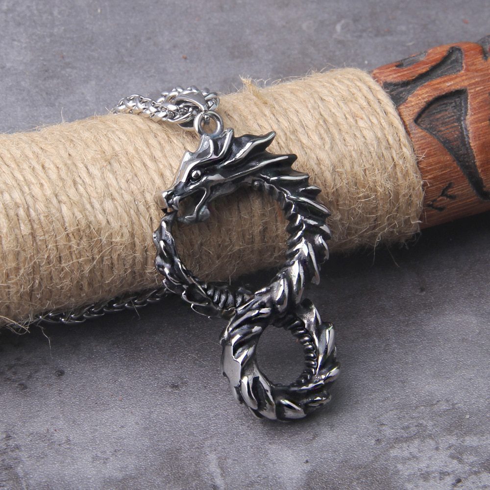 Norse Dragon Snake Unlimited Self-devourer Ouroboros Pendant Necklace 2