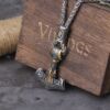 Norse Scandinavian Vienna Viking Valknut Necklace Men Vintage Stainless Steel Mjolnir Thor's Hammer 1