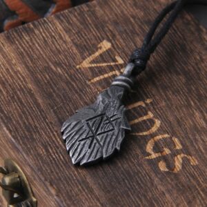 Gray Viking Rune Pendant Necklace Adjustable Chain Never Fade 4