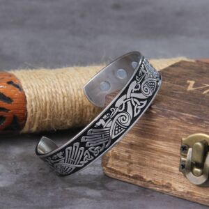 Handmade Nordic Raven Bangle Viking Never Fade Stainless Steel 2