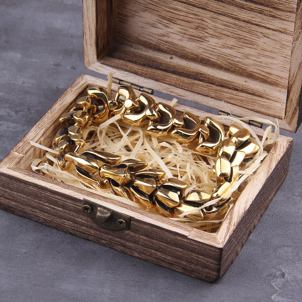 Vikings Ouroboros Vintage Punk Bracelet \ Gold Plated Jewelry 2