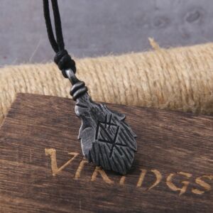 Gray Viking Rune Pendant Necklace Adjustable Chain Never Fade 5