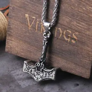 Norse Vikings Thor's Hammer Mjolnir Scandinavian Rune Amulet Necklace Pendant 1