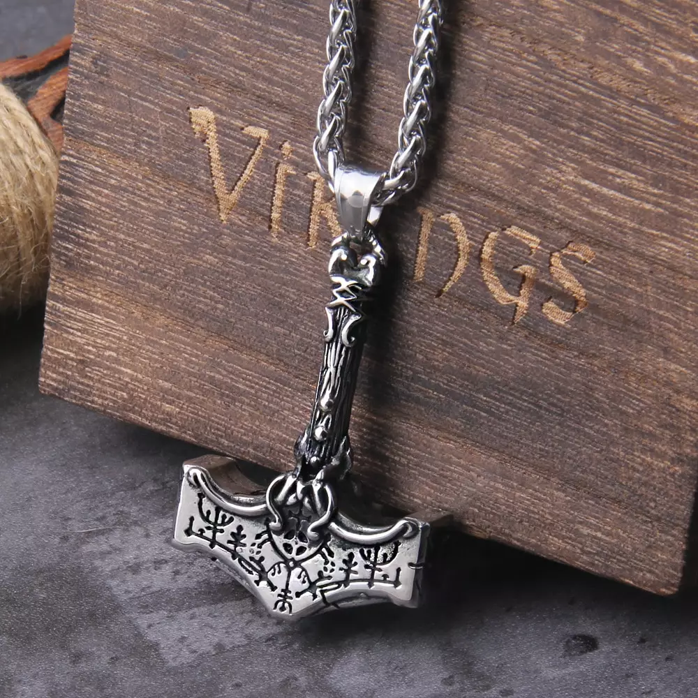 Norse Vikings Thor's Hammer Mjolnir Scandinavian Rune Amulet Necklace Pendant - Royal Vikings tm Norse Vikings Thor's Hammer Mjolnir Scandinavian Rune Amulet Necklace Pendant 1