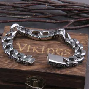 Vikings Bracelet 12mm Curb Cuban Chain Silver Color Bracelet 3
