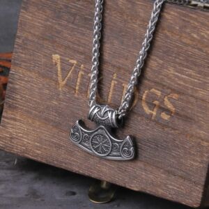 Norse Vikings Thor's Hammer Mjolnir Scandinavian Rune Amulet Necklace Stainless Steel Chain Vegvisir Anchor Pendant 3